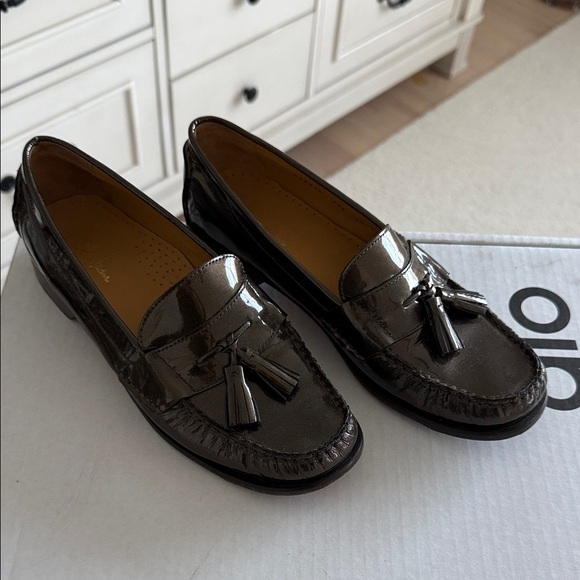 Cole Haan Shoes - Cole Haan Metallic Brown Patent Leather Tassel Loafers